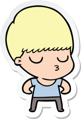 Bir insan tarafından çizilmiş sakin bir çocuğun çıkartması.