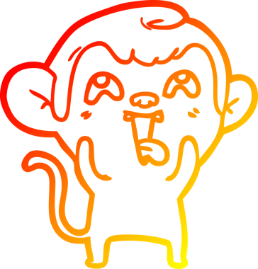 İnsan tarafından çizilmiş çılgın bir çizgi maymunun sıcak çizgi çizimi