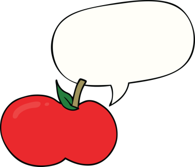 bir insan tarafından çizilmiş konuşma balonlu çizgi film elması