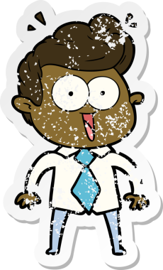 Bir insan tarafından çizilmiş, kederli bir çizgi film çıkartması.