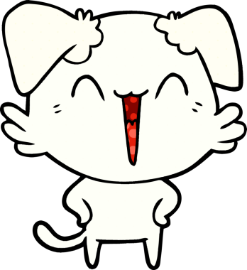 Bir insan tarafından çizilmiş küçük mutlu köpek çizgi filmi.