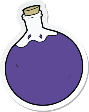 Bir insan tarafından çizilmiş cadılar bayramı iksiri yapıştırması.