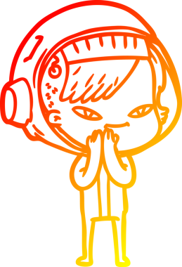 Bir insan tarafından çizilmiş bir astronot kadın çizgi çizimi.