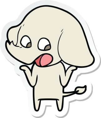 Bir insan tarafından çizilmiş şirin bir fil çıkartması.