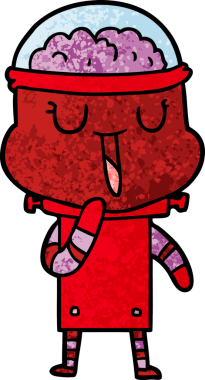 Bir insan tarafından çizilmiş mutlu çizgi film robotu