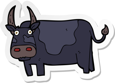 Bir insan tarafından çizilmiş bir çizgi film boğasının çıkartması.