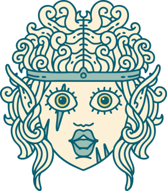 Retro Dövme Tarzı Bir insan tarafından çizilmiş barbar karakter yüzü