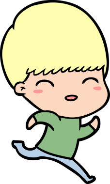 Bir insan tarafından çizilmiş mutlu çizgi film çocuğu.