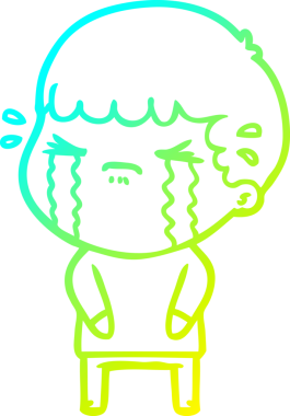 Bir insan tarafından çizilmiş ağlayan bir çizgi film karakteri çizimi.