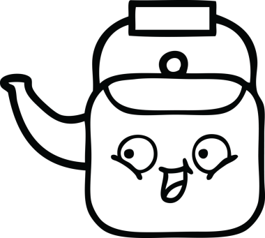 Bir insan tarafından çizilmiş bir çaydanlığın çizgi çizimi