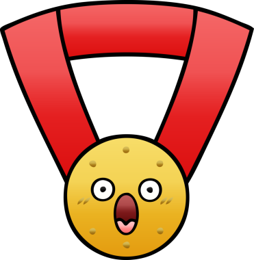 Bir insan tarafından çizilmiş altın madalyanın gölgelenmiş karikatürü.