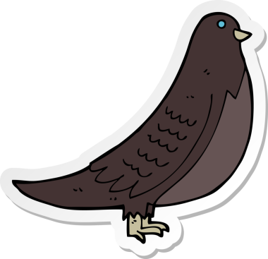 Bir insan tarafından çizilmiş çizgi film kuşunun çıkartması.