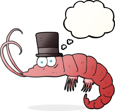 Bir insan tarafından çizilmiş serbest çizim baloncuklu karides.