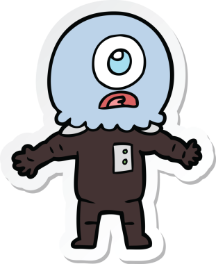 Bir insan tarafından çizilmiş uzaylı uzay adamının çizdiği Tepegöz 'ün çıkartması.