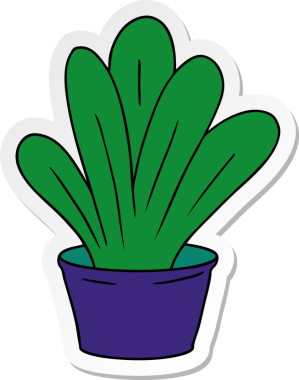 Bir insan tarafından çizilmiş yeşil bir bitkinin el çizimi karikatürü.