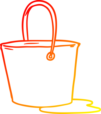 Bir insan tarafından çizilmiş bir kova suyun sıcak gradyan çizgisi