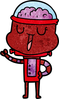 Bir insan tarafından çizilmiş mutlu çizgi film robotu