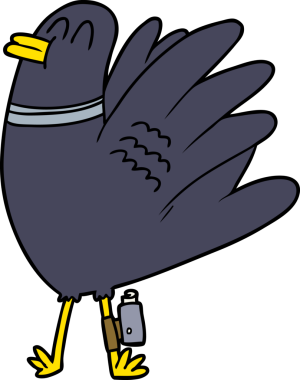 Bir insan tarafından çizilmiş çizgi film kuşu.