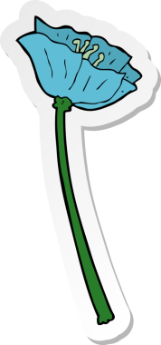 Bir insan tarafından çizilmiş karikatür çiçeğinin çıkartması.