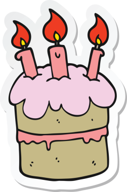 Bir insanın çizdiği doğum günü pastasının çıkartması.