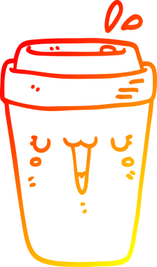 Bir insan tarafından çizilmiş bir kahve fincanının sıcak çizgi çizimi