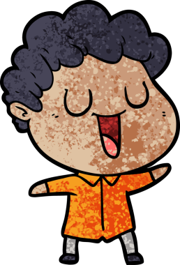 Bir insan tarafından çizilmiş gülen karikatür adam.