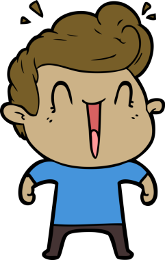 Bir insan tarafından çizilmiş heyecanlı bir adam karikatürü