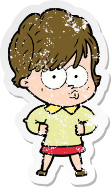 Bir insan tarafından çizilmiş karikatür bir kadının sıkıntılı çıkartması.