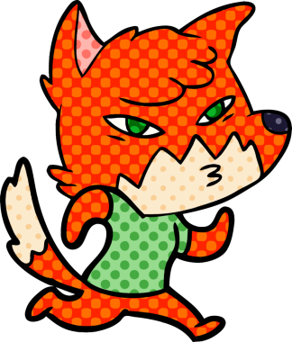 Bir insan tarafından çizilmiş akıllı çizgi film tilkisi.