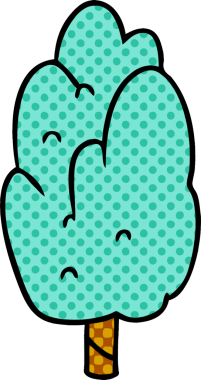 İnsan eliyle çizilmiş karikatür, tek yeşil ağaç.