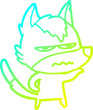 Bir insan tarafından çizilmiş, kızgın bir kurdun soğuk çizgi çizimi.