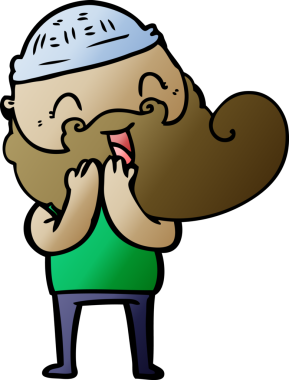 Bir insan tarafından çizilmiş mutlu sakallı adam.