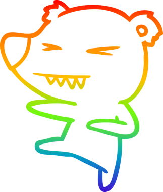 Tekme atan kutup ayısı karikatürünü çizen gökkuşağı gradyanı.