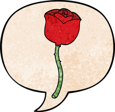 Bir insan tarafından çizilmiş, geçmişe dönük konuşma baloncuklu çizgi film gülleri.