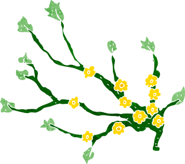 Bir insan tarafından çizilmiş karikatür çiçek dalı