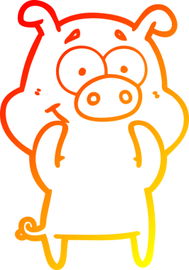 Bir insan tarafından çizilmiş mutlu çizgi film domuzu çizimi.