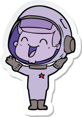 Bir insan tarafından çizilmiş mutlu bir astronotun çıkartması.