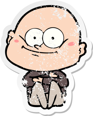 Bir insan tarafından çizilmiş kel bir adamın sıkıntılı çıkartması.