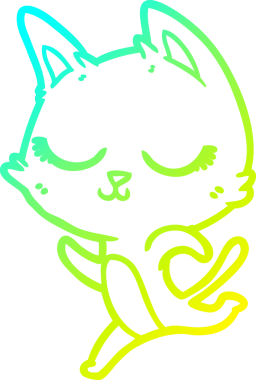 Bir insan tarafından çizilmiş sakin bir çizgi film kedisinin soğuk eğim çizgisi.