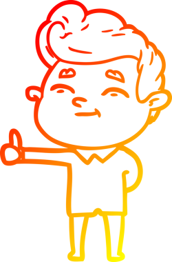 Bir insan tarafından çizilmiş mutlu bir çizgi film karakteri çizimi.