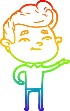 gökkuşağı gradyanı çizimi bir insan tarafından çizilmiş mutlu bir çizgi film adamı