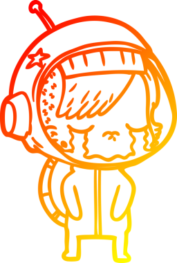 Bir insan tarafından çizilmiş, ağlayan astronot bir kızın sıcak çizgi çizimi