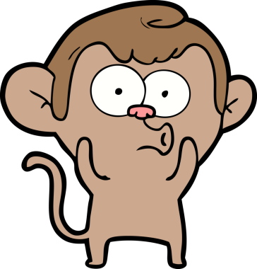 Bir insan tarafından çizilmiş korna çalan maymun.