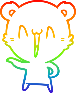 Bir insan tarafından çizilmiş gülen kutup ayısı çizgi filmi.