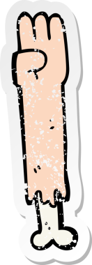 Bir insan tarafından çizilmiş karikatür zombi kolunun sıkıntılı çıkartması.