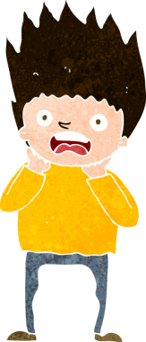 Bir insan tarafından çizilen panikleyen karikatür adamı.