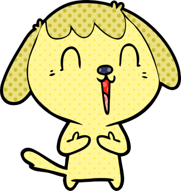 Bir insan tarafından çizilmiş şirin bir çizgi film köpeği.