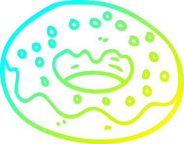 Bir insan tarafından çizilmiş çikolatalı bir çöreğin soğuk gradyan çizimi