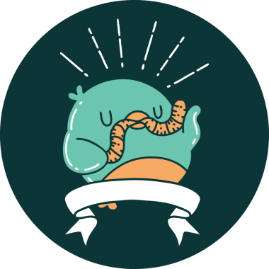 Bir insan tarafından çizilmiş solucanlı bir dövme simgesi.