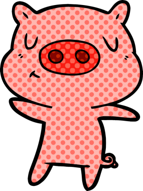 Bir insan tarafından çizilmiş çizgi film içerikli domuz.